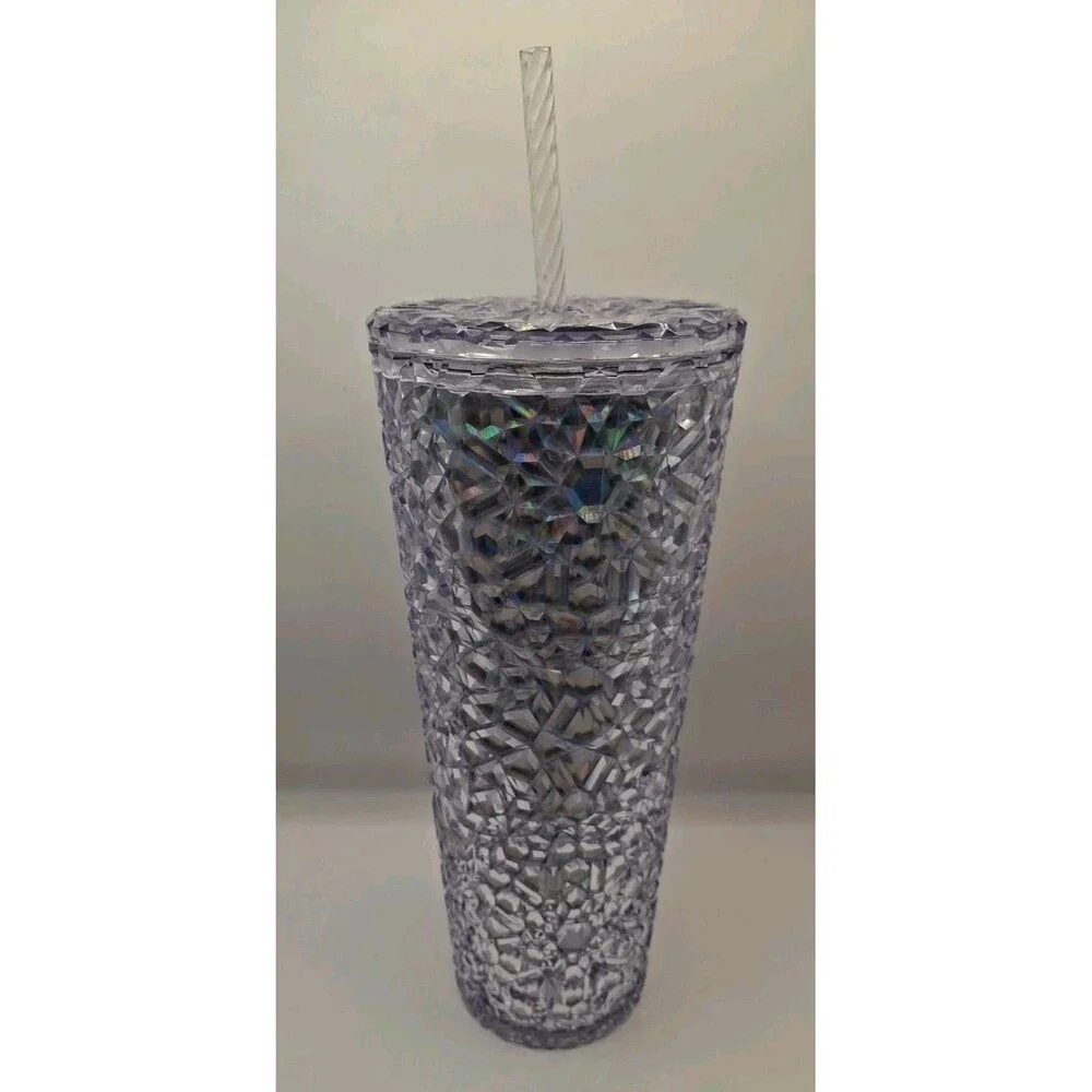 2024 Starbucks Silver Iridescent Gem 24oz Tumbler Cup Venti Cold Diamond
